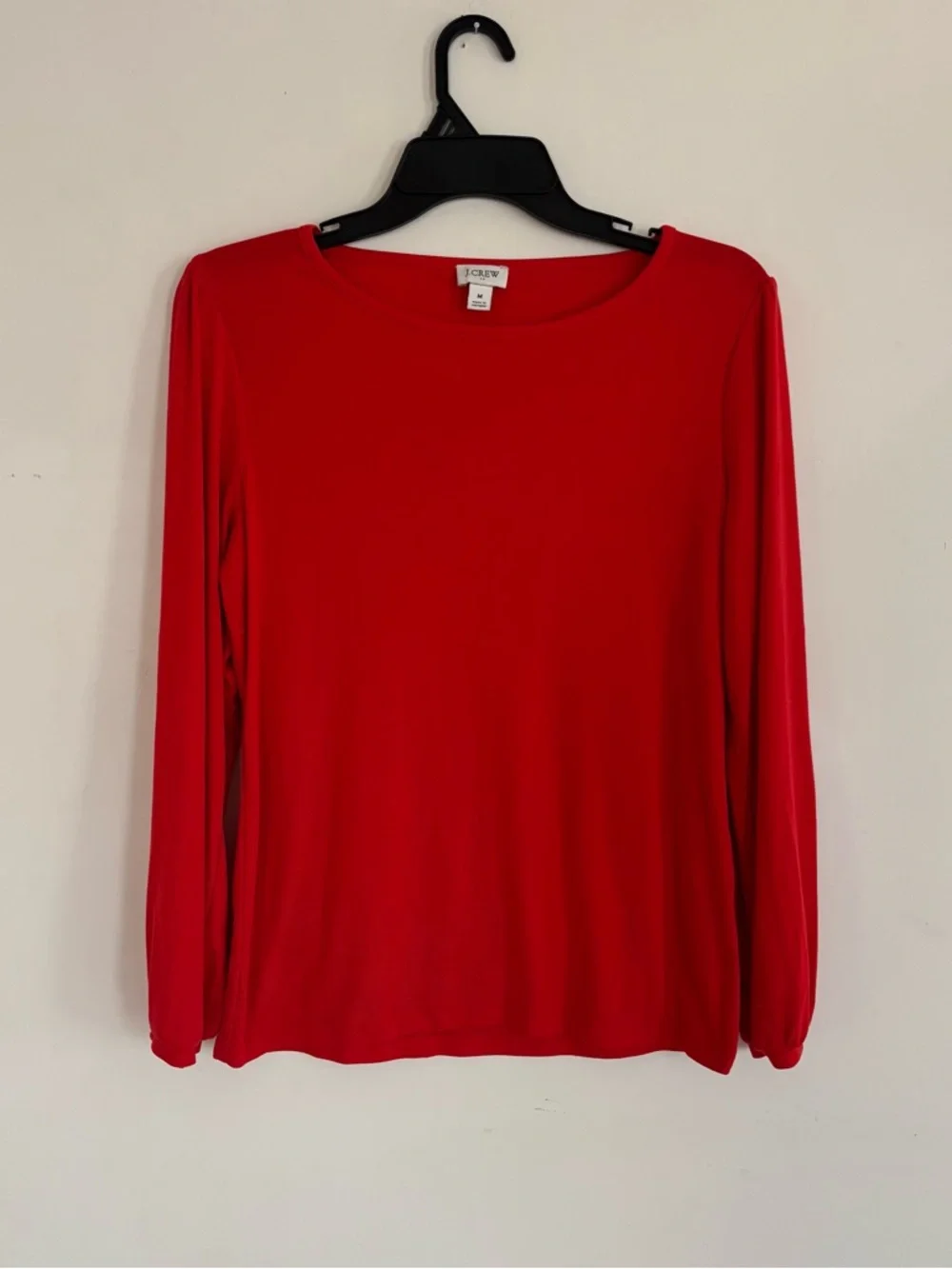 J.Crew Red Puff Sleeve Long Sleeve Top Size M